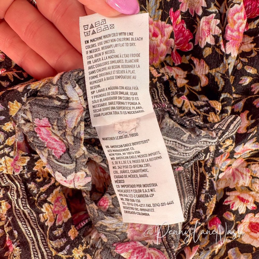 American Eagle Floral Tie Waist Paperbag Shorts - Picture 12 of 12